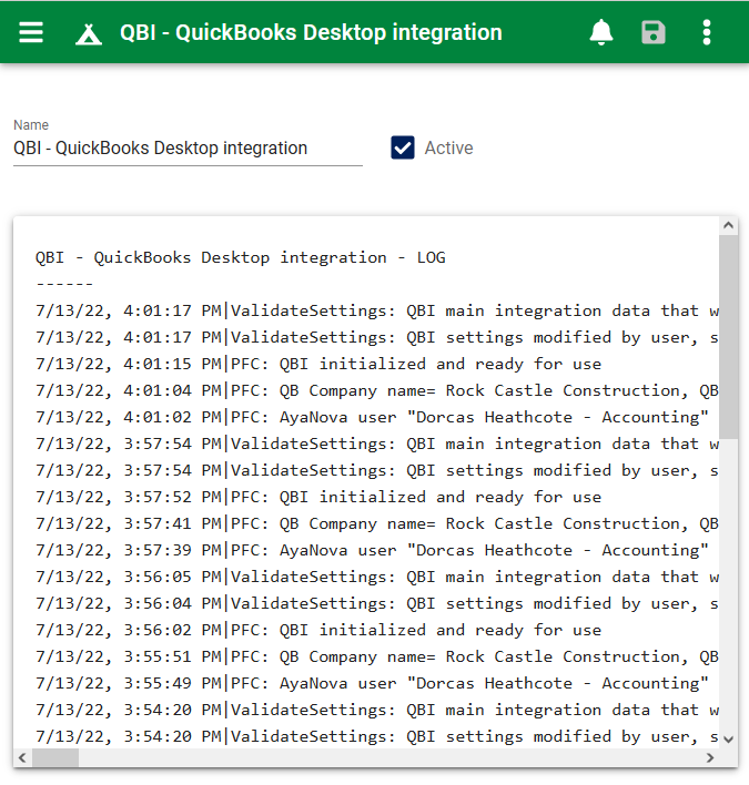 Integrated applications edit form