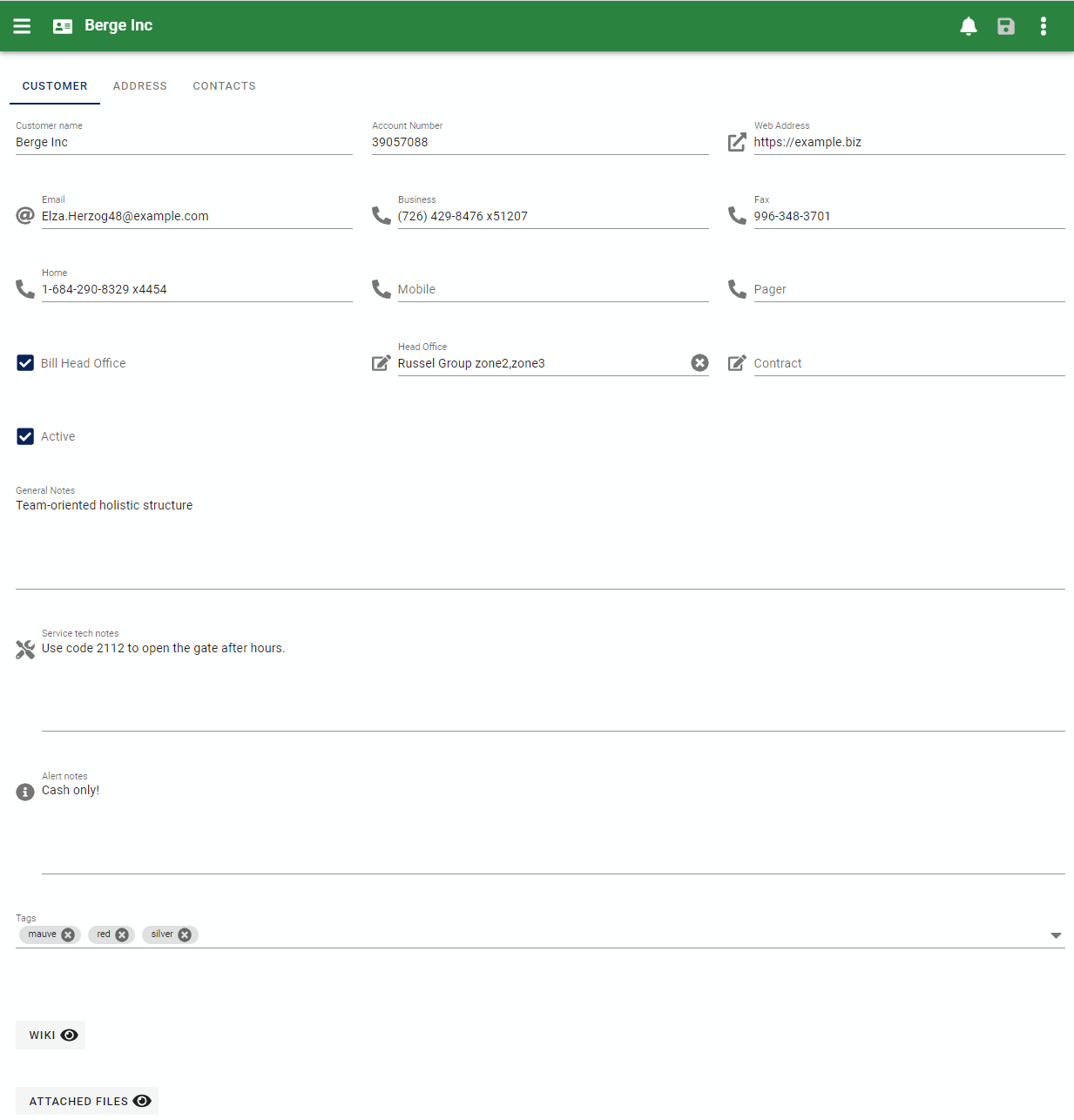 Customer edit form