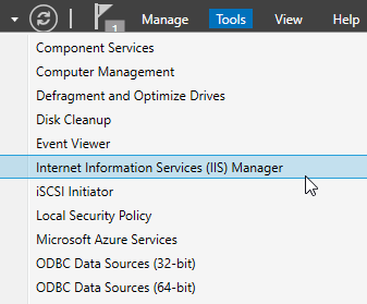 Open IIS manager from server tools