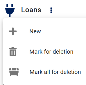 Work order item loan context menu