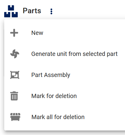 Work order item part context menu