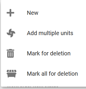 Work order item unit context menu