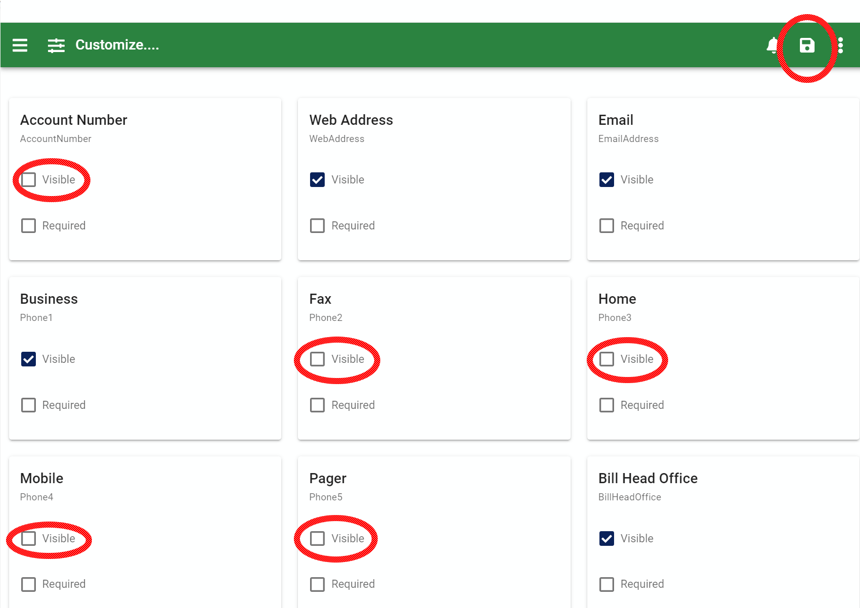 customize form save