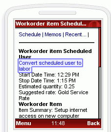 Field service technician can view their schedule via MBI remote access