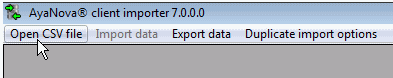 Example image opening csv file to import into AyaNova