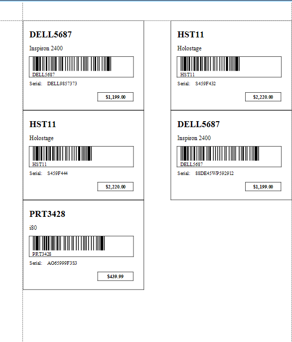 Example of Part inventory sticky labels template
