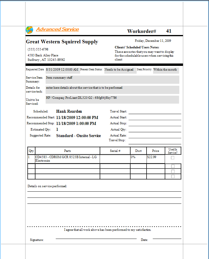 Example of dispatching template