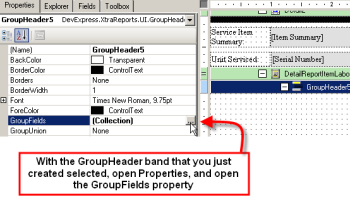 open the GroupFields property