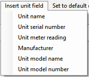 insert unit field menu